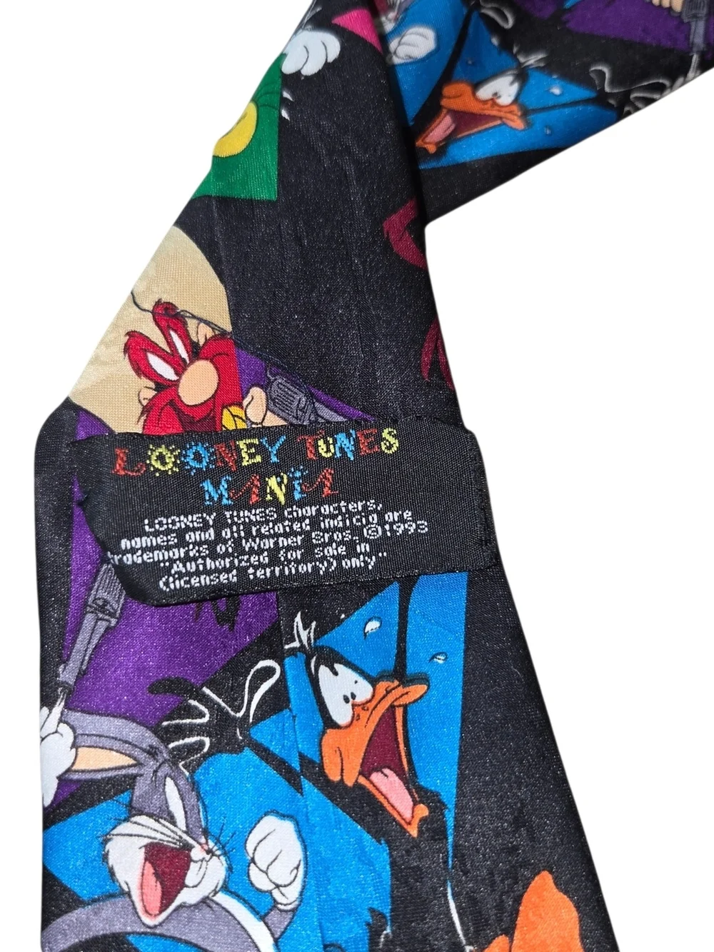 Warner Bros. Looney Tunes Character Black Tie with Multi-Color Panels